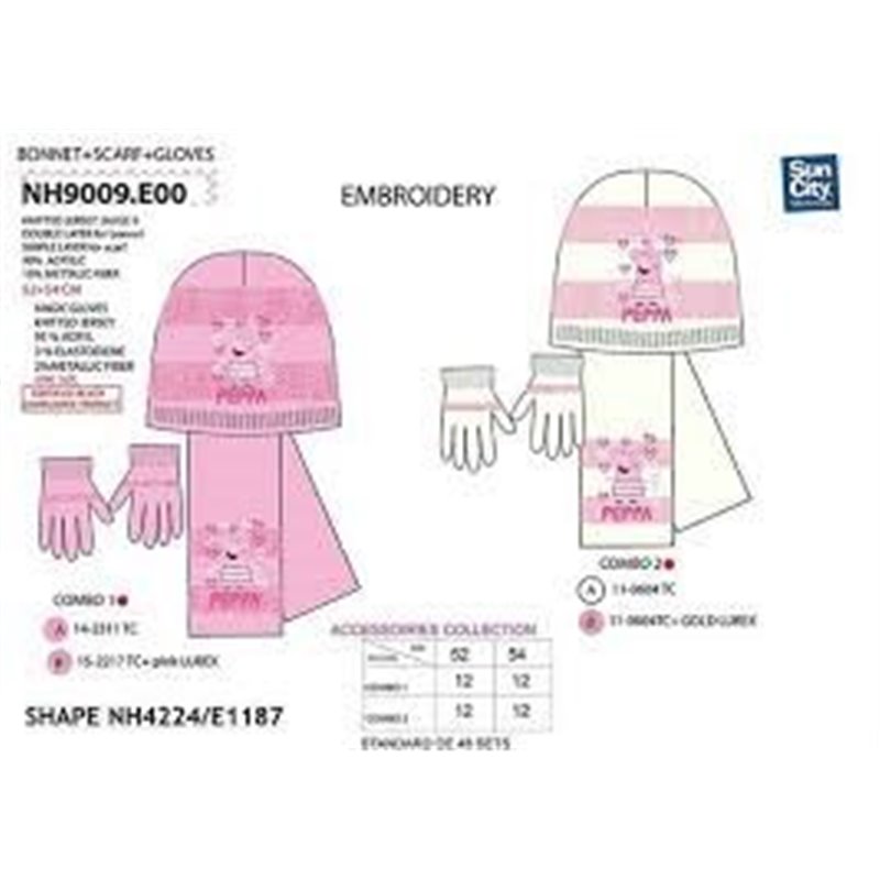 **OFERTA** SET 3 PIEZAS PEPPA PIG (BUFANDA+GUANTES+GORRO)