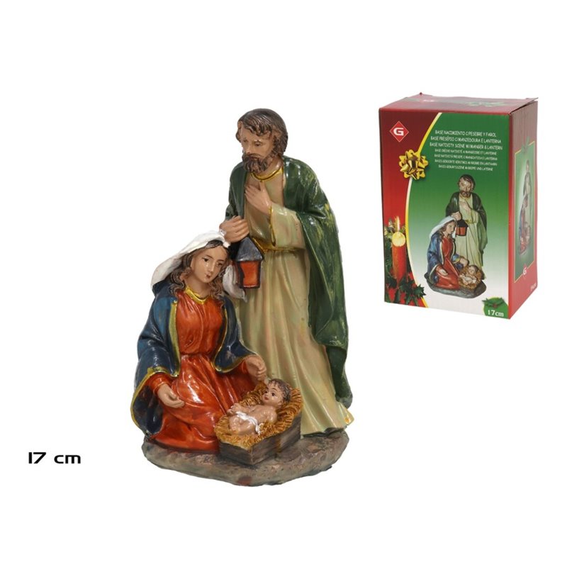 BASE NACIMIENTO C/PESEBRE Y FAROL 17CM