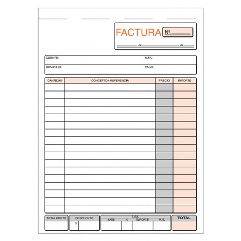 TALONARIO FACTURA MODELO T-63 DUPLICADO AUTOCOPIANTE