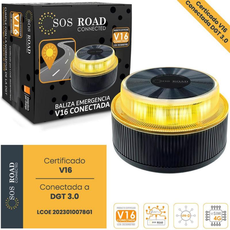 SOS ROAD DISPOSITIVO LUMINOSO V16 SE�ALIZACI�N HOMOLOGADO CONECTADO CON GEOLOCALIZACI�N