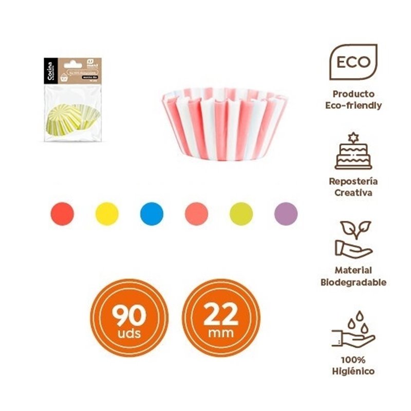 MOLDE BOMBON LINEA COLOR SURT. 2.2x2cm 90 uds.