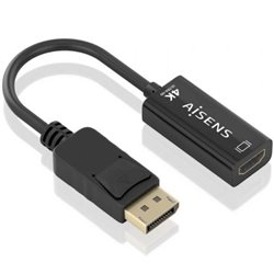 Cable Conversor Aisens A125-0905/ DisplayPort Macho - HDMI Hembra/ 15cm/ Negro