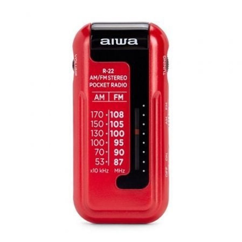 Radio Port�til Aiwa R-22RD/ con Bater�a/ a Pilas/ Roja