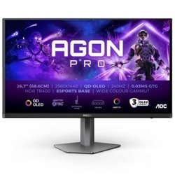 Monitor Gaming Ultraparon�mico AOC AG276QZD2 26.5"/ WQHD/ Multimedia/ 0.03ms/ 240Hz/ QLED/ Regulable en altura/ Negro