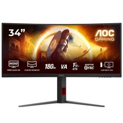 Monitor Gaming Ultraparon�mico Curvo AOC CU34G4 34"/ WQHD/ 1ms/ 180Hz/ VA/ Regulable en altura/ Negro