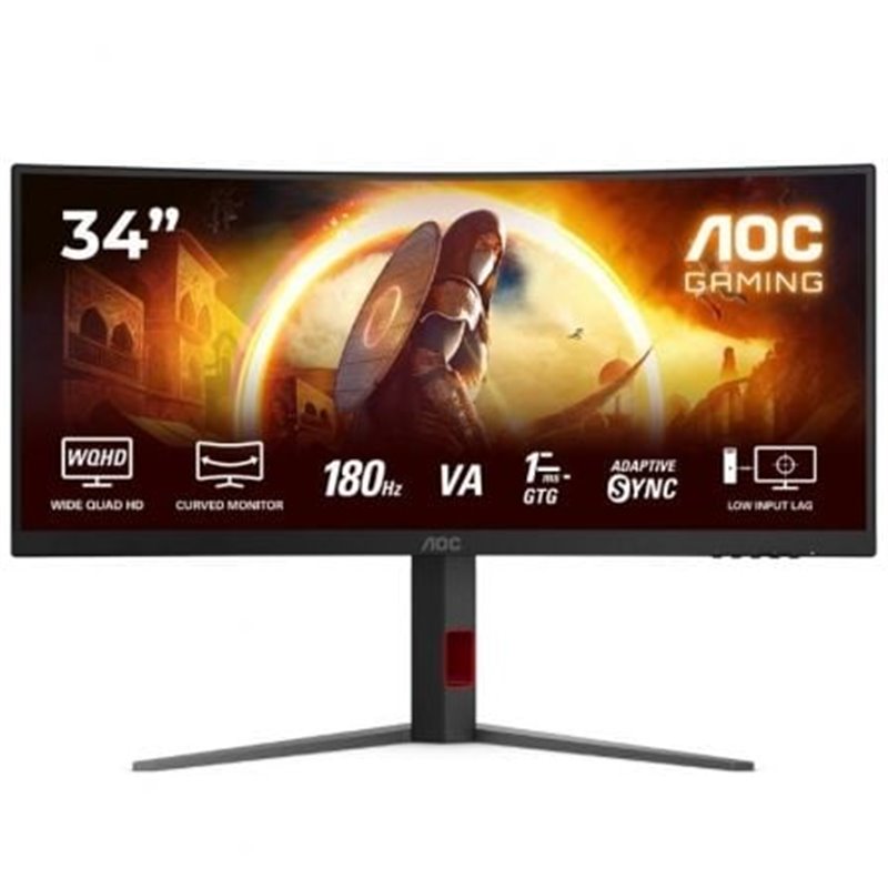 Monitor Gaming Ultraparon�mico Curvo AOC CU34G4 34"/ WQHD/ 1ms/ 180Hz/ VA/ Regulable en altura/ Negro