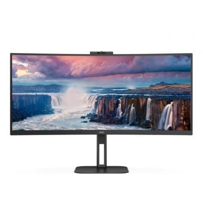 Monitor Profesional Curvo Ultrapanor�mico AOC CU34V5CW/BK 34"/ UWQHD/ Webcam/ Multimedia/ Regulable en altura/ Negro