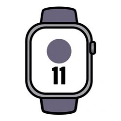 Apple Watch Series 11/ GPS/ Cellular/ 46mm/ Aluminio Plata/ Correa Deportiva Niebla Lila S/M