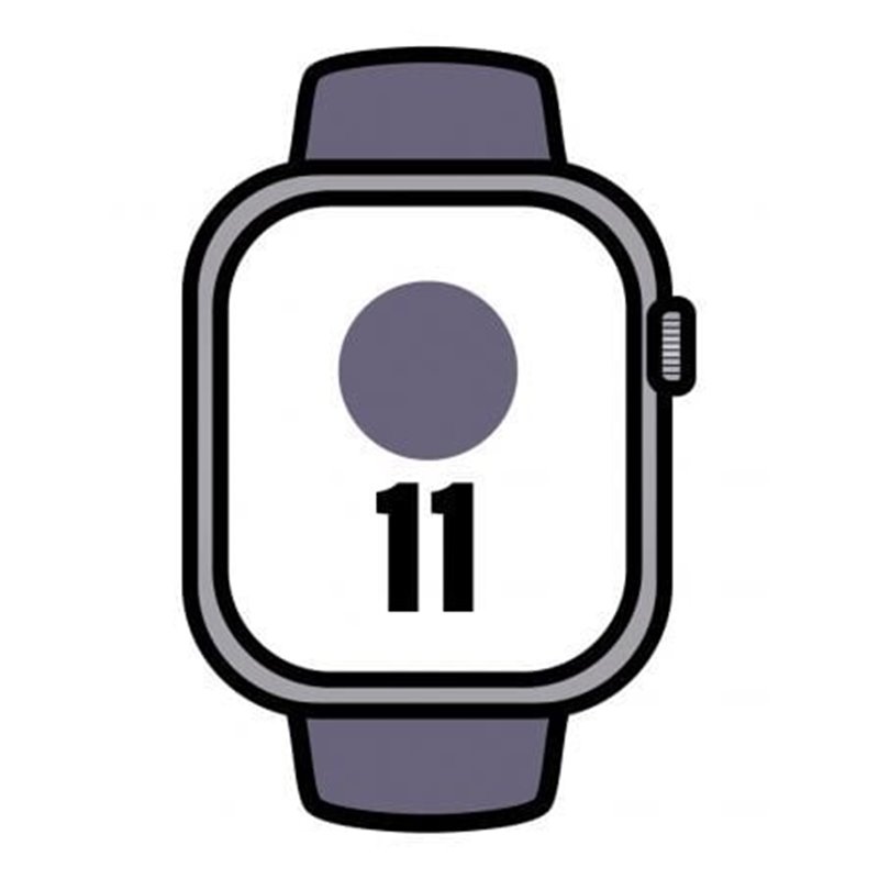 Apple Watch Series 11/ GPS/ Cellular/ 46mm/ Aluminio Plata/ Correa Deportiva Niebla Lila S/M