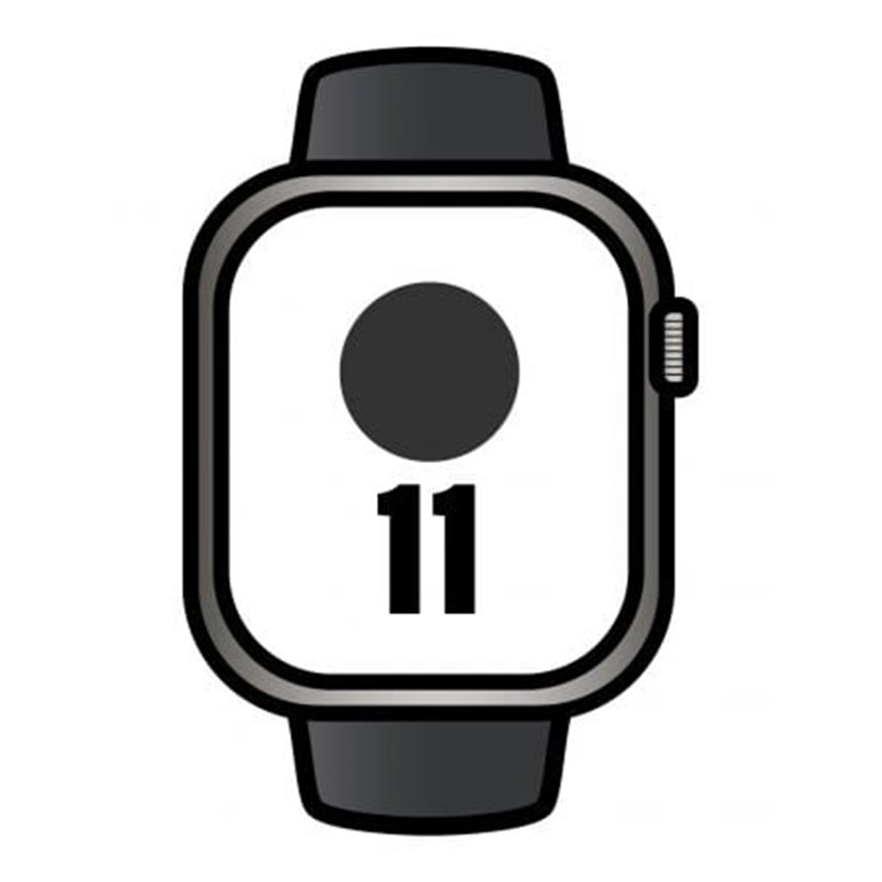 Apple Watch Series 11/ GPS/ Cellular/ 46mm/ Titanio Negro Pizarra/ Correa Deportiva Negra S/M
