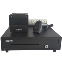 Pack para TPV Approx appPOSPACK4180-2D/ Caj�n Portamonedas + Impresora T�rmica de Tickets + Lector de C�digos + Rollos T�rmicos