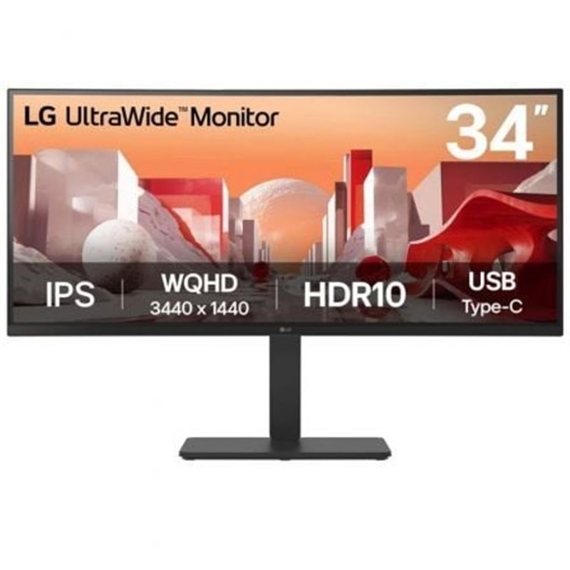 Monitor Profesional Ultrapanor�mico Curvo LG UltraWide 34BA75QE-B 34"/ WQHD/ Multimedia/ Regulable en altura/ Negro