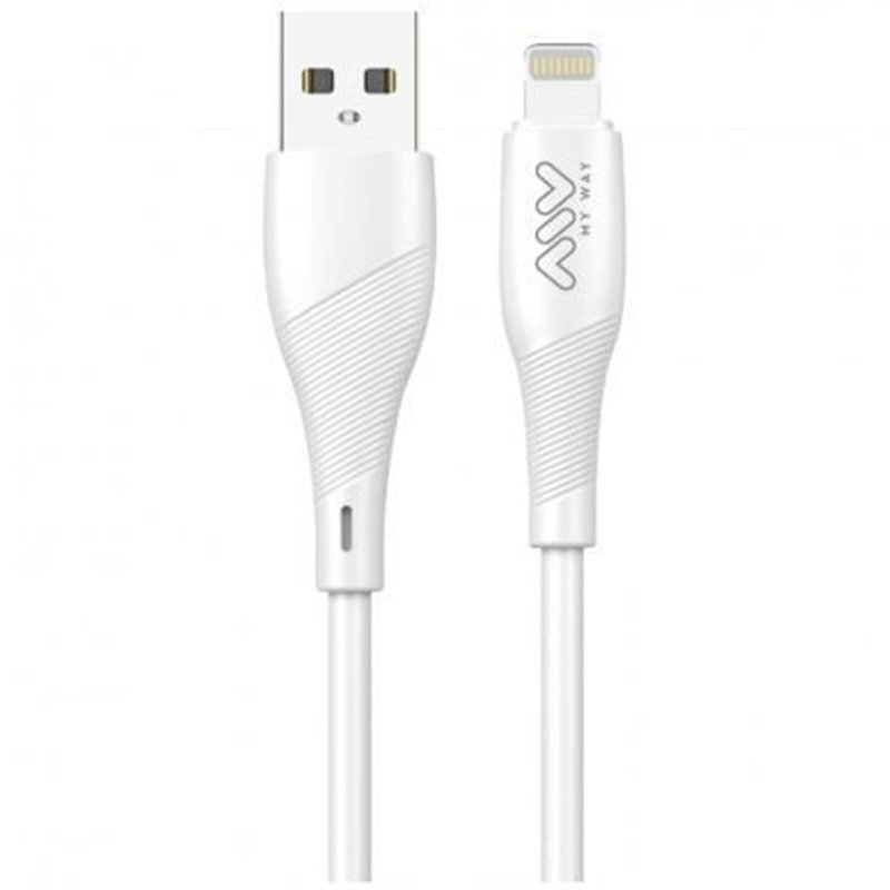 Cable USB 2.0 Lightning Myway MWUSC0021/ USB Macho - Lightning Macho/ Hasta 12W/ 480Mbps/ 1m/ Blanco