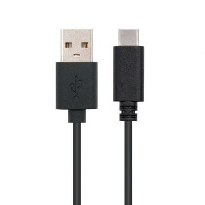 Cable USB 2.0 Tipo-C Nanocable 10.01.2100/ USB Tipo-C Macho - USB Macho/ 480Mbps/ 50cm/ Negro