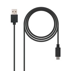 Cable USB 2.0 Nanocable 10.01.2101/ USB Tipo-C Macho - USB Macho/ 480Mbps/ 1m/ Negro