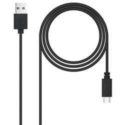 Cable USB 2.0 Nanocable 10.01.2103/ USB Macho - USB Tipo-C Macho/ 480Mbps/ 3m/ Negro