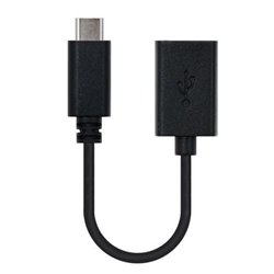 Cable USB 2.0 Tipo-C Nanocable 10.01.2400/ USB Tipo-C Macho - USB Hembra/ 480Mbps/ 15cm/ Negro