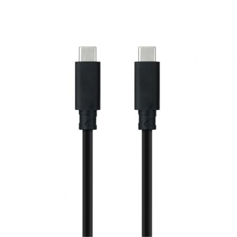 Cable USB 3.1 Tipo-C Nanocable 10.01.4100/ USB Tipo-C Macho - USB Tipo-C Macho/ Hasta 100W/ 10Gbps/ 50cm/ Negro