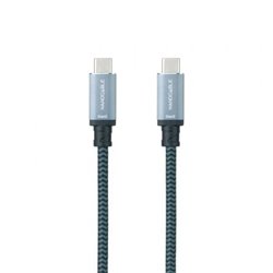 Cable USB 3.1 Tipo-C Nanocable 10.01.4101-COMB/ USB Tipo-C Macho - USB Tipo-C Macho/ Hasta 100W/ 10Gbps/ 1m/ Gris y Negro