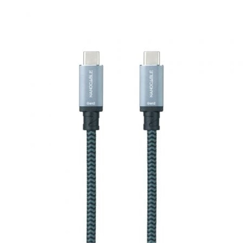 Cable USB 3.1 Tipo-C Nanocable 10.01.4101-L150-COMB/ USB Tipo-C Macho - USB Tipo-C Macho/ Hasta 100W/ 10Gbps/ 1.5m/ Gris y Negro