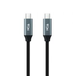 Cable USB 3.2 Tipo-C Nanocable 10.01.4301-L150/ USB Tipo-C Macho - USB Tipo-C Macho/ Hasta 100W/ 20Gbps/ 1.5m/ Gris y Negro