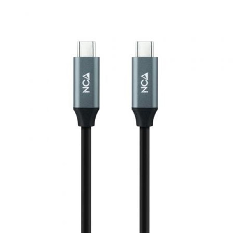 Cable USB 3.2 Tipo-C Nanocable 10.01.4301-L150/ USB Tipo-C Macho - USB Tipo-C Macho/ Hasta 100W/ 20Gbps/ 1.5m/ Gris y Negro