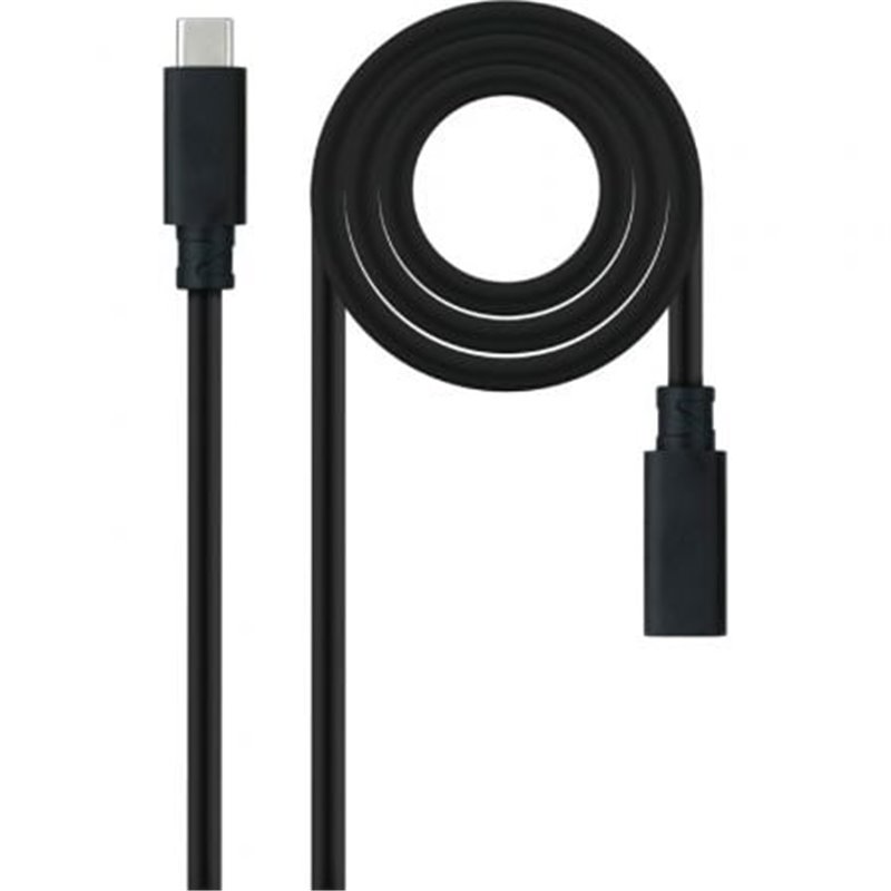 Cable Alargador USB Tipo-C 3.2 Nanocable 10.01.4500/ USB Tipo-C Macho - USB Tipo-C Hembra/ 50cm/ Negro