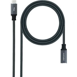 Cable Alargador USB Tipo-C 3.2 Nanocable 10.01.4501-COMB/ USB Tipo-C Macho - USB Tipo-C Hembra/ 1m/ Negro
