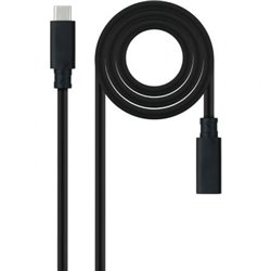 Cable Alargador USB Tipo-C 3.2 Nanocable 10.01.4502/ USB Tipo-C Macho - USB Tipo-C Hembra/ 2m/ Negro
