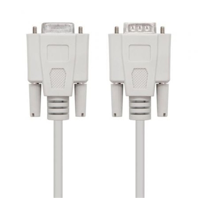 Cable Serie NULL Modem Nanocable 10.14.0502/ DB9 Macho - DB9 Hembra/ 1.8m/ Beige