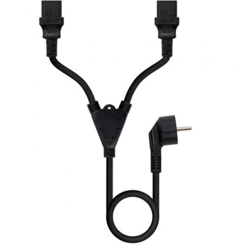 Cable Alimentaci�n Nanocable 10.22.0100-L300/ Schuko Macho - 2 x C13 Hembra/ 3m/ Negro