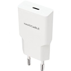 Cargador de Pared Nanocable 10.10.2021/ 1xUSB Tipo-C/ 20W/ Blanco