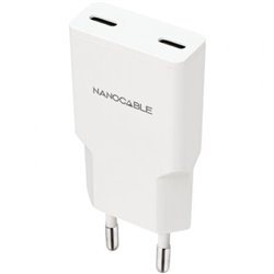 Cargador de Pared Nanocable 10.10.2023/ 2xUSB Tipo-C/ 20W/ Blanco