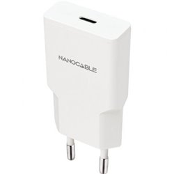 Cargador de Pared Nanocable 10.10.2024/ 1xUSB Tipo-C/ 25W/ Blanco