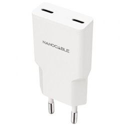Cargador de Pared Nanocable 10.10.2029/ 2xUSB Tipo-C/ 30W/ Blanco