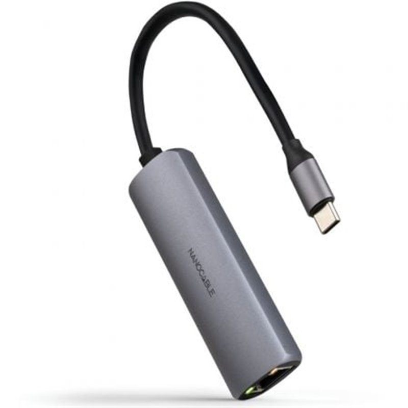 Hub USB Tipo-C 3.1 Nanocable 10.16.4603/ 1xUSB Tipo-C PD/ 1xRJ45/ Gris