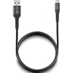Cable USB 2.0 NGS KNOT-AC/ USB Macho - USB Tipo-C Macho/ 480Mbps/ 1m/ Negro