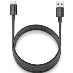 Cable USB 2.0 NGS ZYRO-AC/ USB Macho - USB Tipo-C Macho/ Hasta 15W/ 480Mbps/ 1m/ Negro