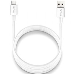Cable USB 2.0 NGS ZYRO-AC/ USB Macho - USB Tipo-C Macho/ Hasta 15W/ 480Mbps/ 1m/ Blanco