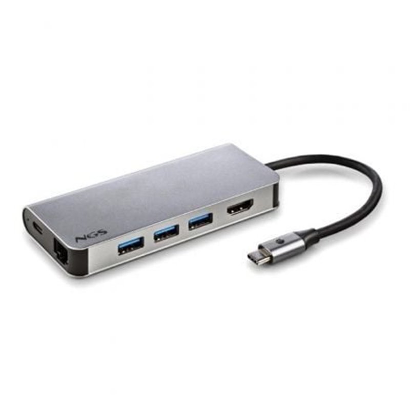Docking USB Tipo-C NGS WonderDock8/ 3xUSB/ 1xUSB Tipo-C DP/ 1xHDMI 4K/ 1xRJ45/ 1xLector Tarjetas SD