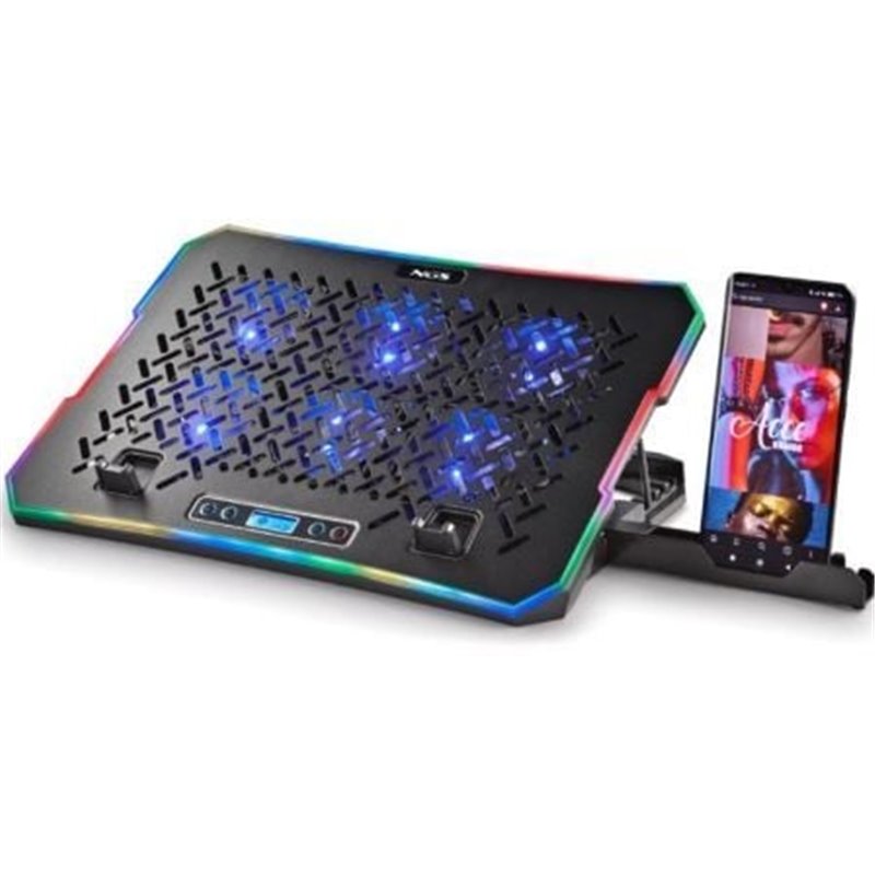 Soporte Refrigerante NGS Hero Stand para Port�tiles hasta 15.6"/ Iluminaci�n LED