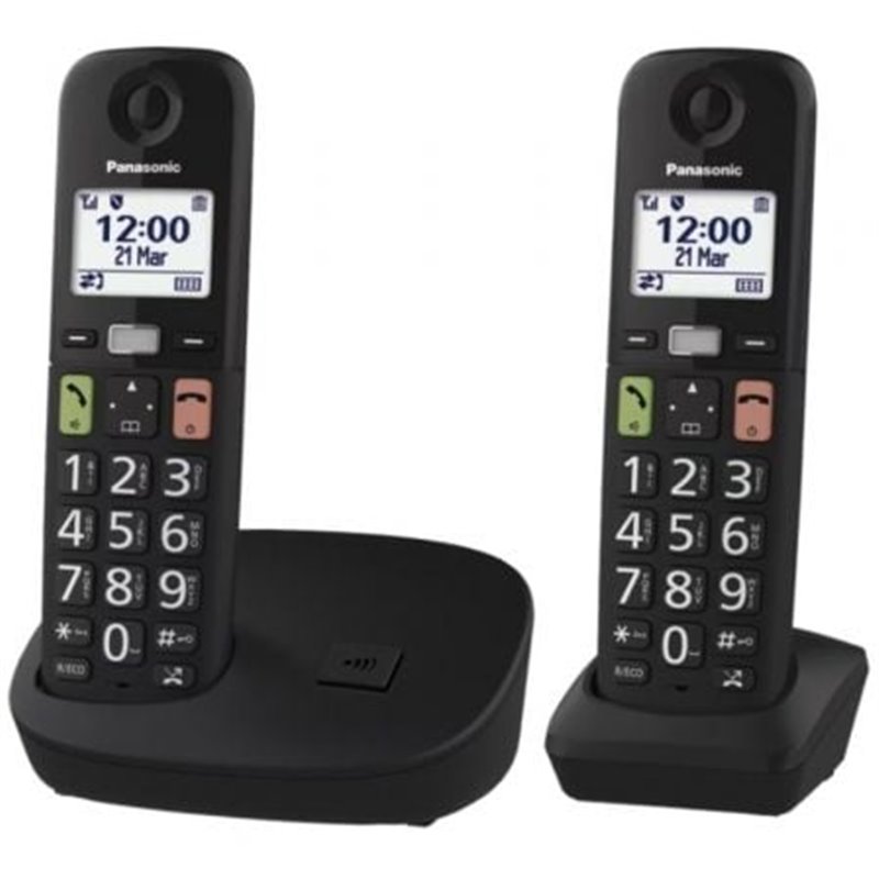 Tel�fono Inal�mbrico Panasonic KX-TGU112EXB/ Pack DUO/ Negro