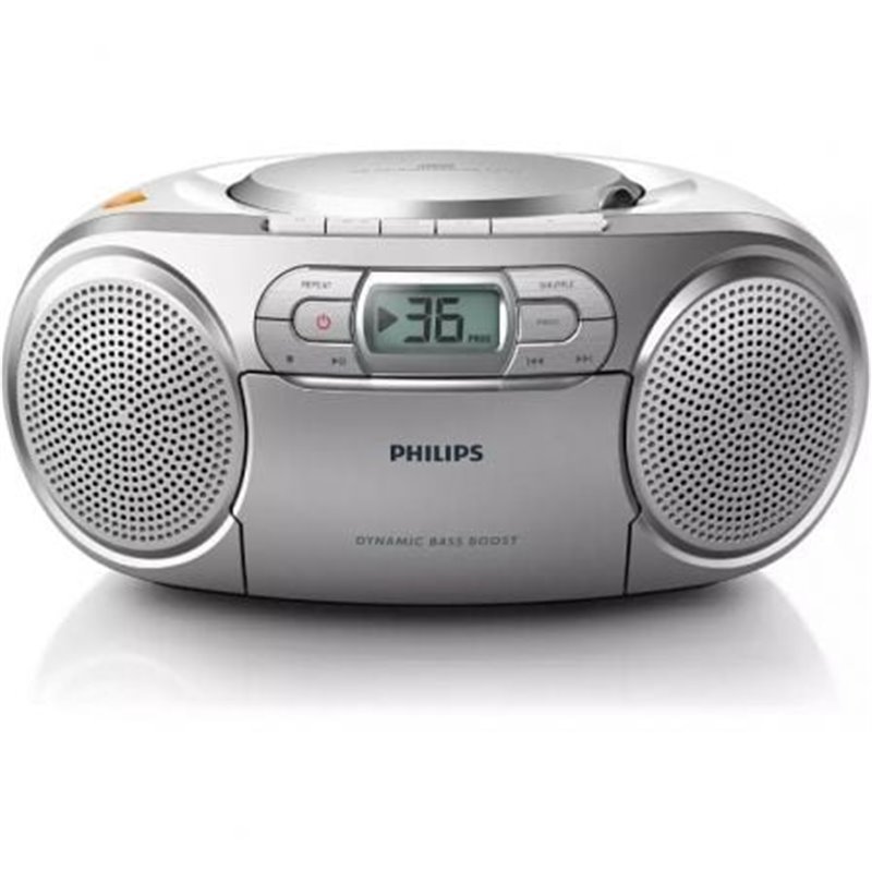 Radio CD Philips AZ127/12/ 2W/ con Cable/ a Pilas/ Gris