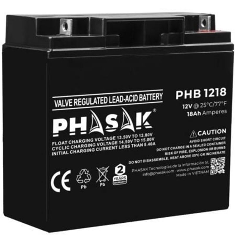 Bater�a Phasak PHB 1218 compatible con SAI/UPS PHASAK seg�n especificaciones