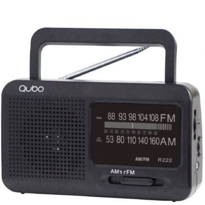 Radio Port�til Qubo R-222/ con Cable/ a Pilas/ Negra