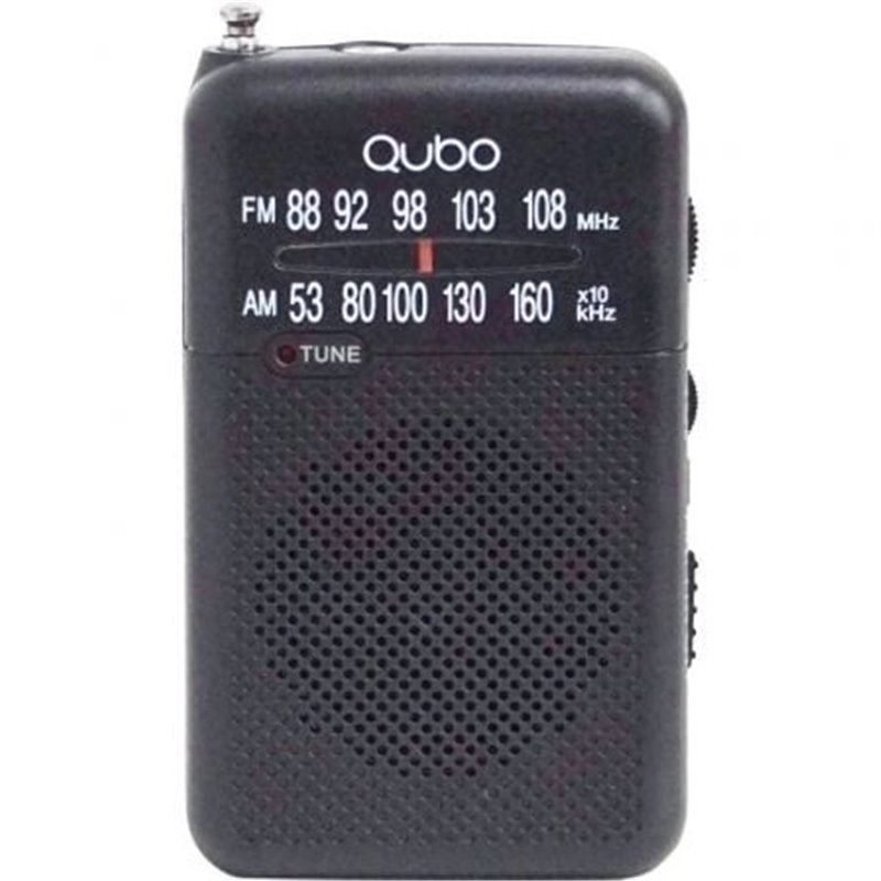 Radio Port�til Qubo R-S1/ con Cable/ a Pilas/ Negra