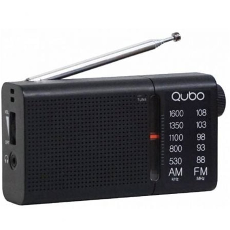 Radio Port�til Qubo RS-2/ con Cable/ a Pilas/ Negra
