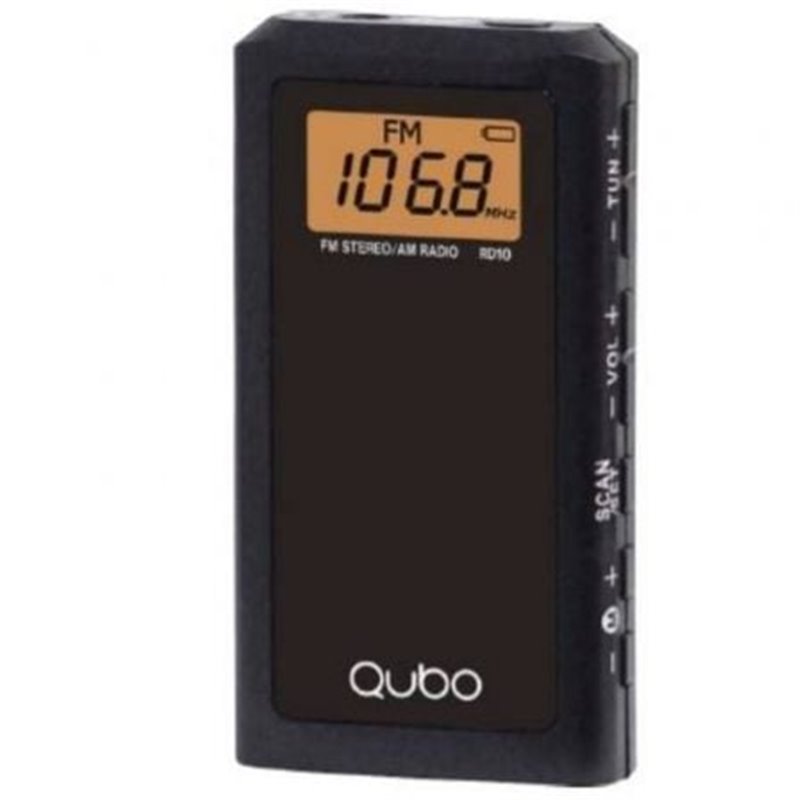 Radio Port�til Qubo RD-10/ con Cable/ a Pilas/ Negra