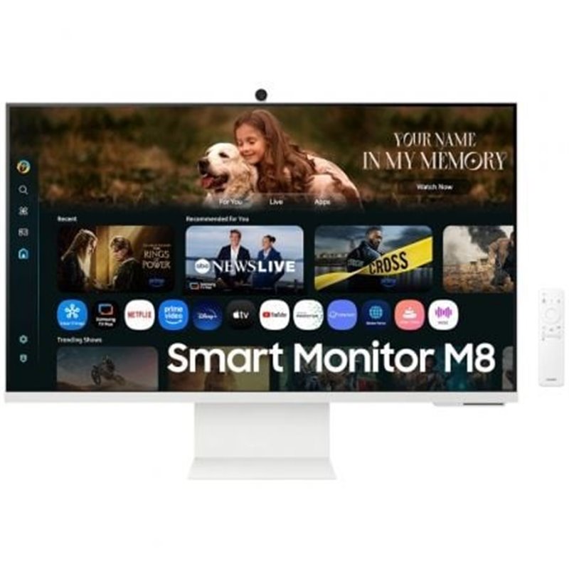Smart Monitor Samsung M8 M80F S32FM801UU 32"/ 4K/ Multimedia/ Regulable en altura/ Smart TV/ Webcam/ Blanco