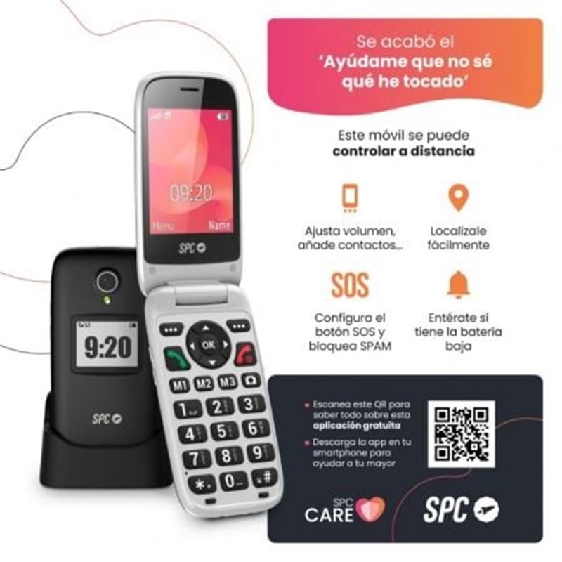 Tel�fono M�vil SPC Polaris para Personas Mayores/ 4G/ Negro